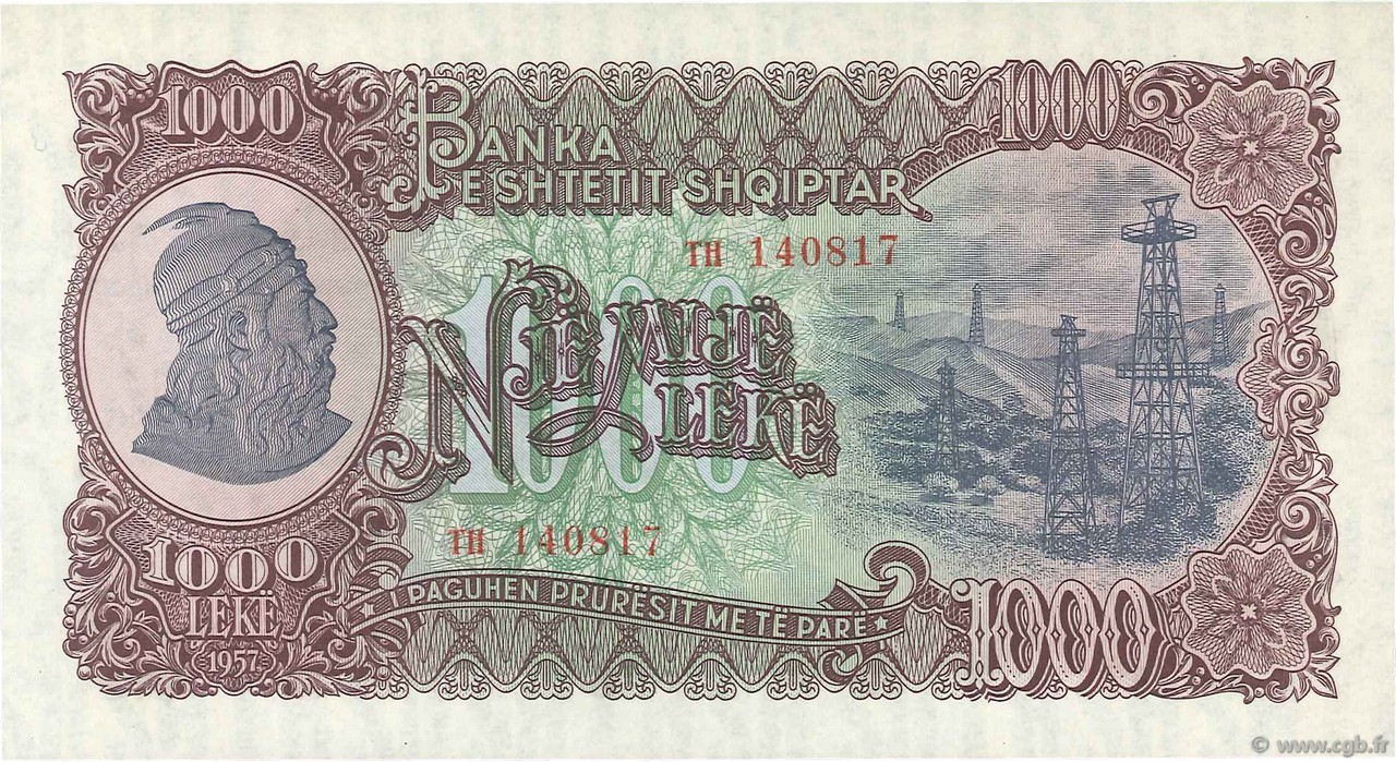 1000 Lekë ALBANIA  1957 P.32a SC+
