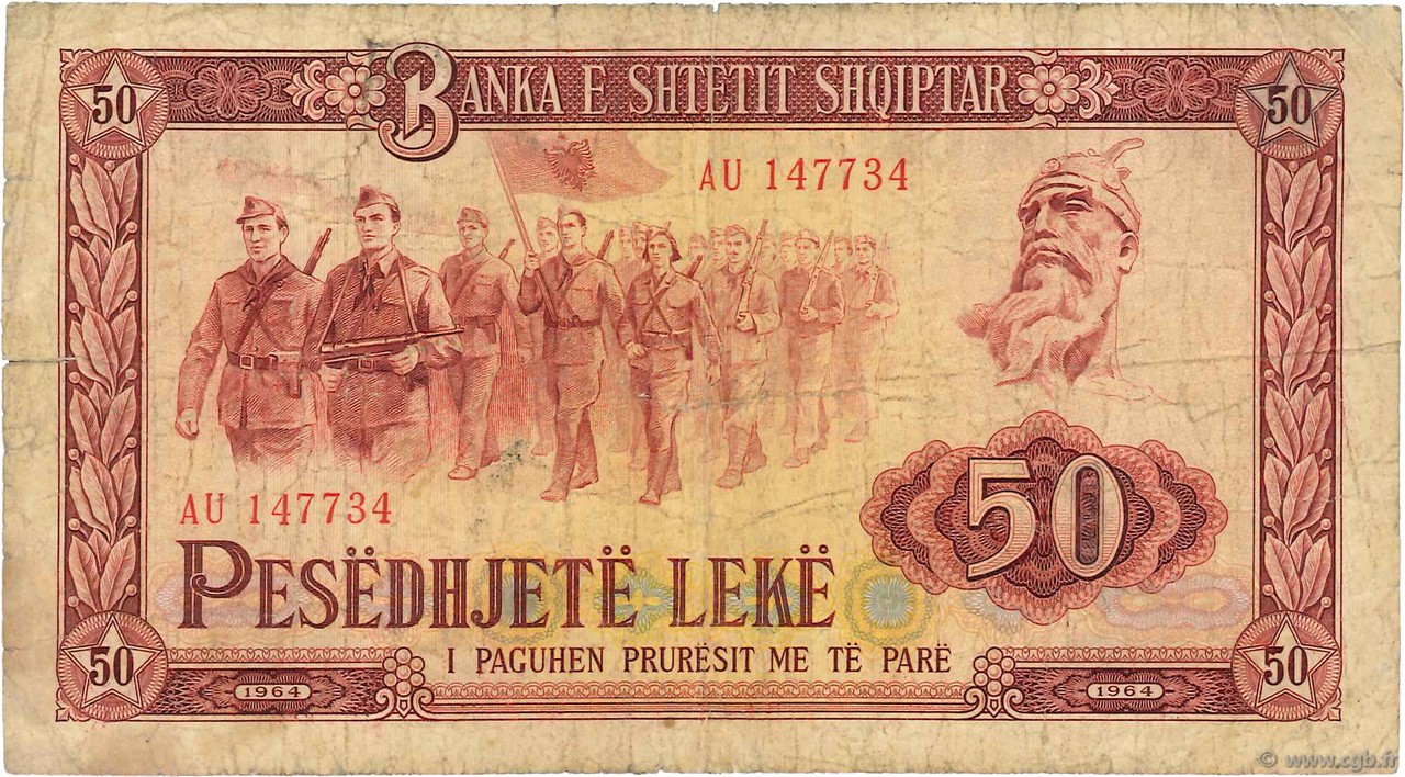 50 Lekë ALBANIA  1964 P.38a q.MB