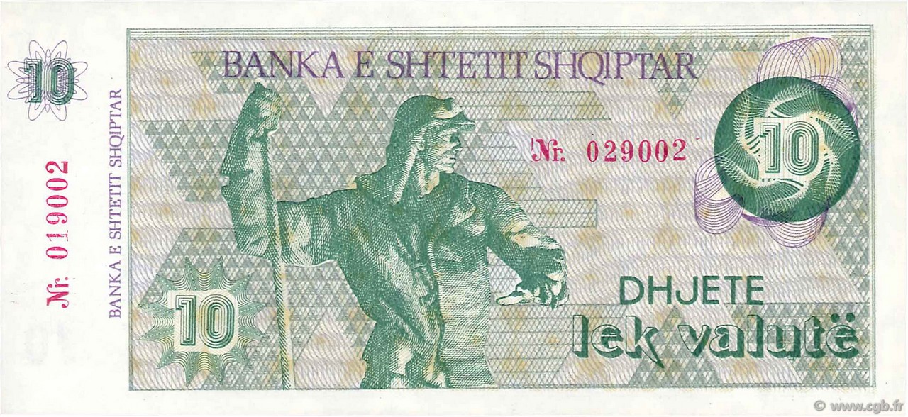 10 Lek Valutë ALBANIA  1992 P.49a UNC