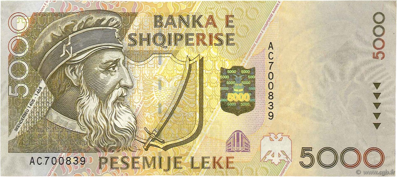 5000 Lekë ALBANIA  1996 P.66 EBC