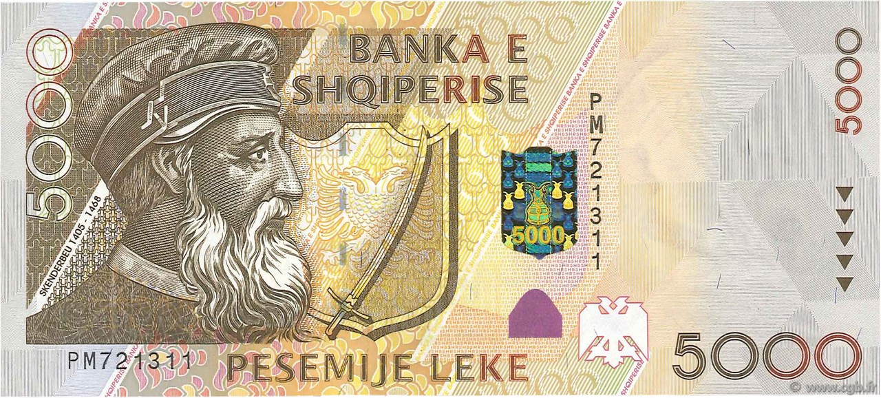 5000 Lekë ALBANIA  2001 P.70 UNC