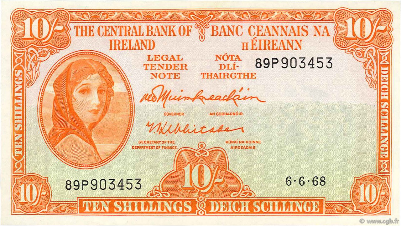 10 Shillings IRLANDA  1968 P.063a FDC