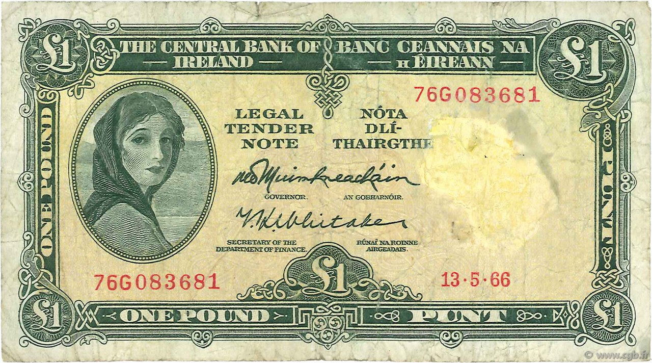 1 Pound IRLANDA  1966 P.064a MB