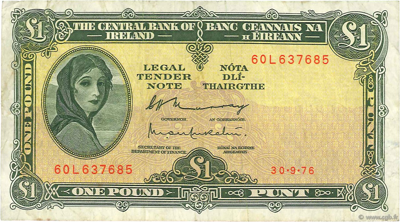 1 Pound IRLANDA  1976 P.064d q.BB