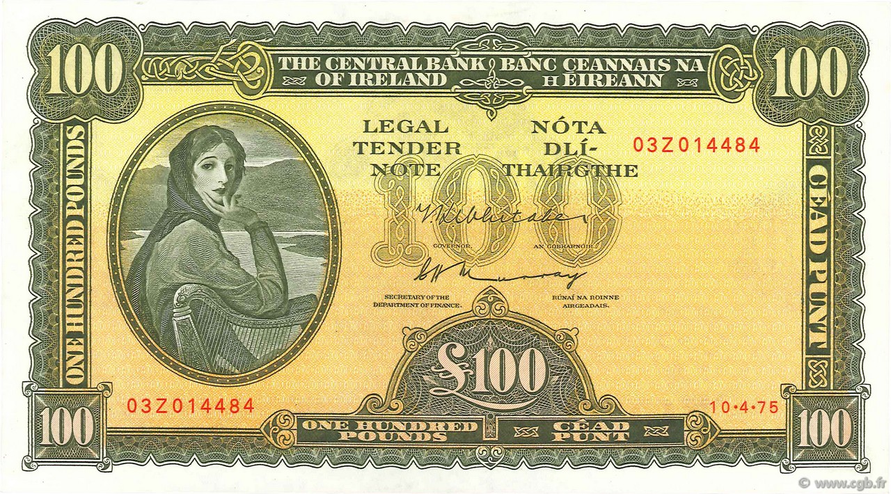 100 Pounds IRLANDA  1975 P.069b SC+