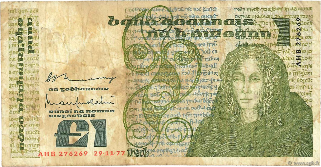 1 Pound IRLANDA  1977 P.070a B