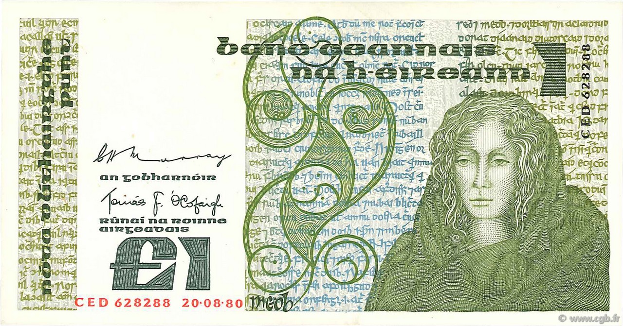 1 Pound IRLANDA  1980 P.070b FDC