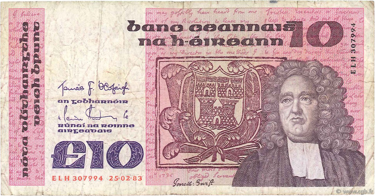 10 Pounds IRELAND REPUBLIC  1983 P.072b G