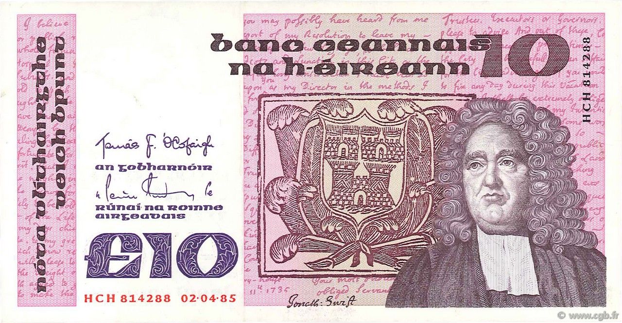 10 Pounds IRELAND REPUBLIC  1985 P.072b UNC-