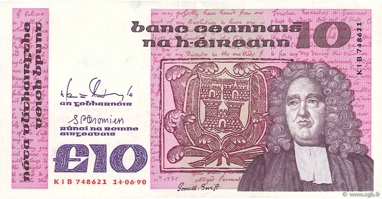 10 Pounds IRLANDA  1990 P.072c MBC+