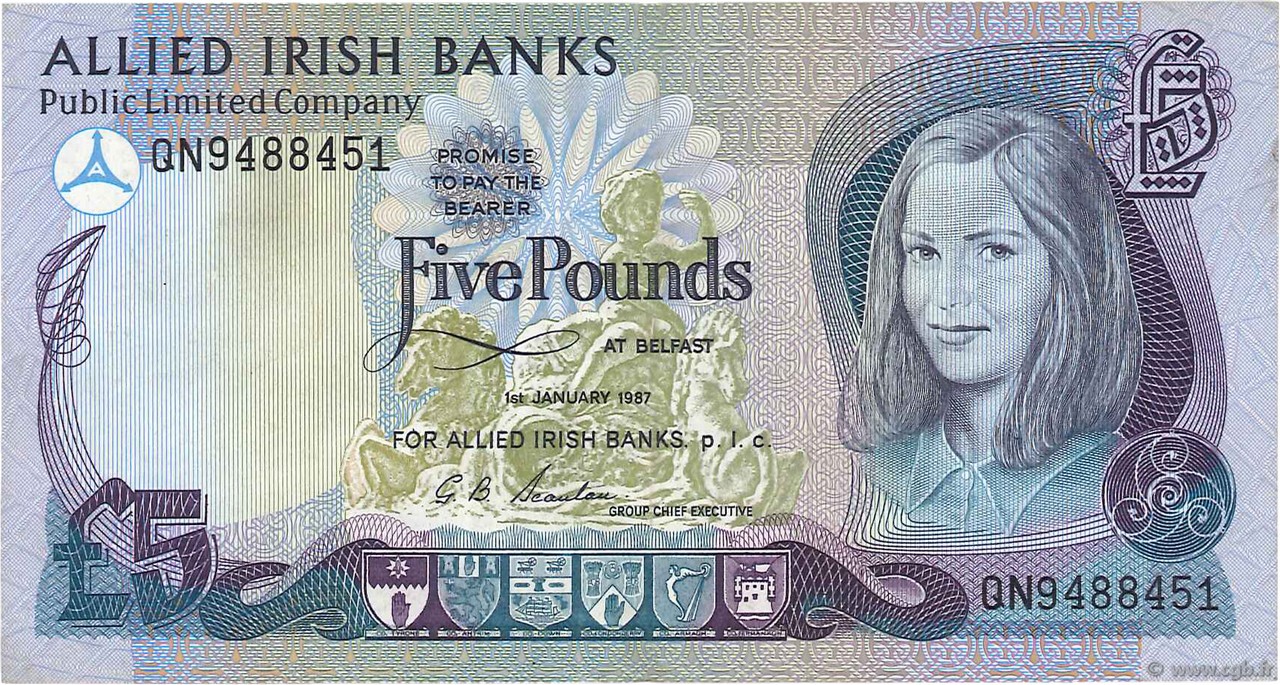 5 Pounds NORTHERN IRELAND  1987 P.006a VF+