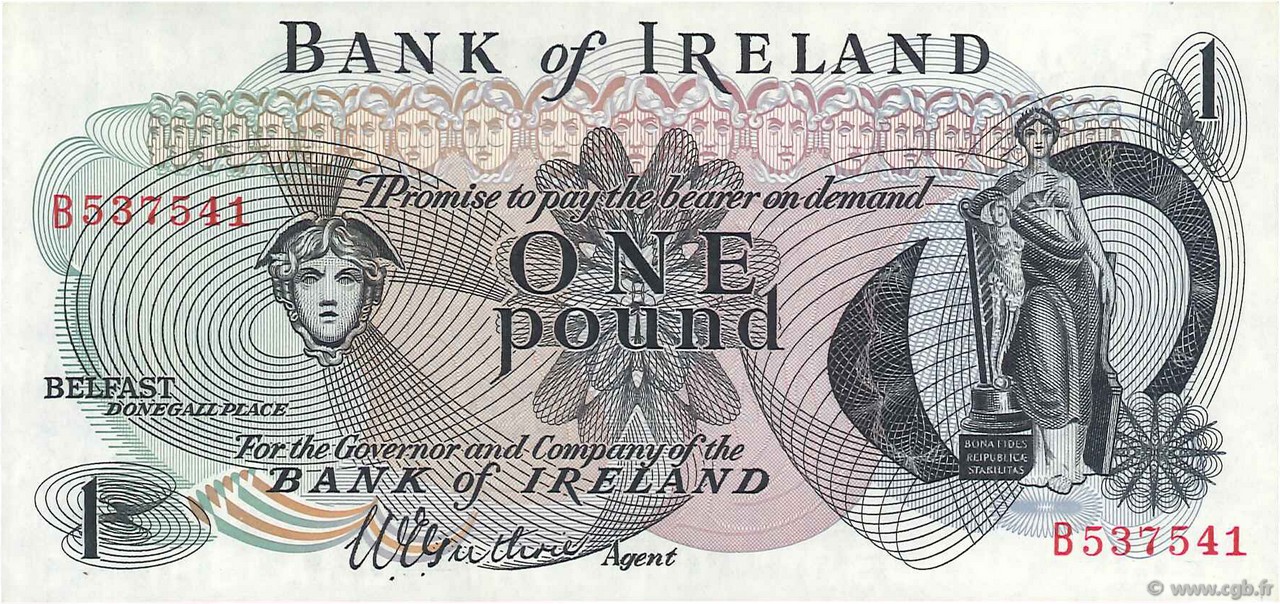 1 Pound NORTHERN IRELAND  1967 P.056a SPL