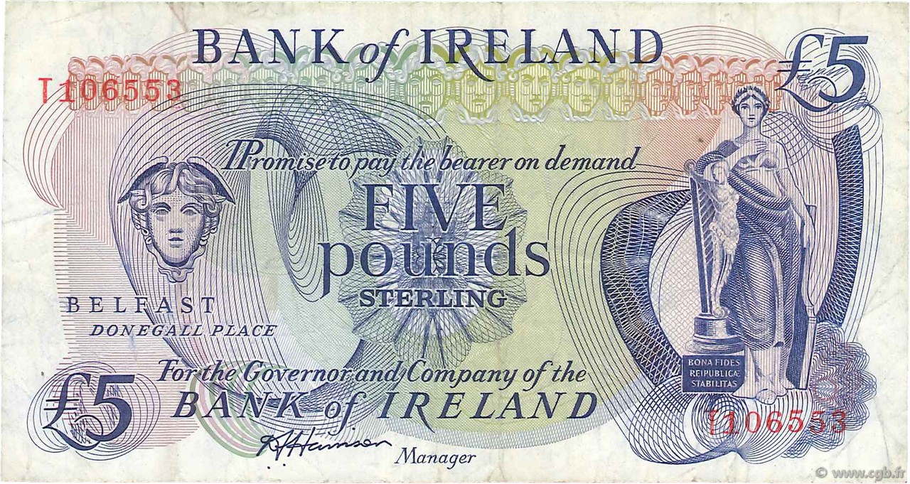 5 Pounds NORTHERN IRELAND  1980 P.066b VF-