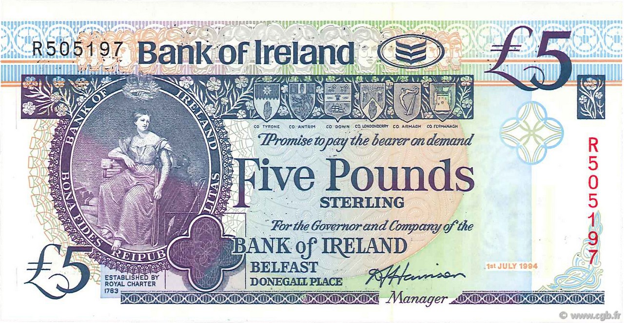 5 Pounds NORTHERN IRELAND  1994 P.070c UNC