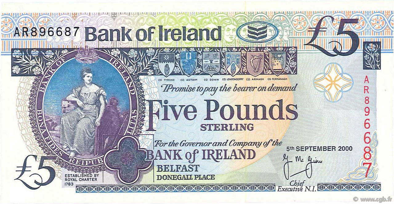 5 Pounds NORTHERN IRELAND  2000 P.074c FDC