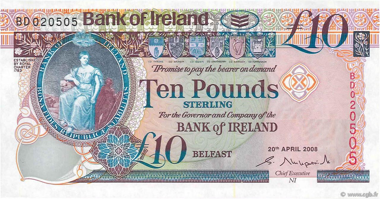 10 Pounds NORTHERN IRELAND  2008 P.084 FDC