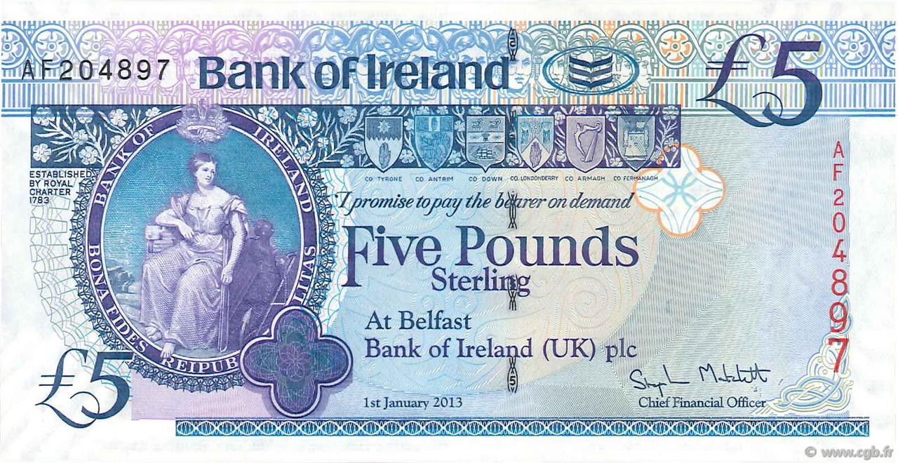 5 Pounds NORTHERN IRELAND  2013 P.086 FDC