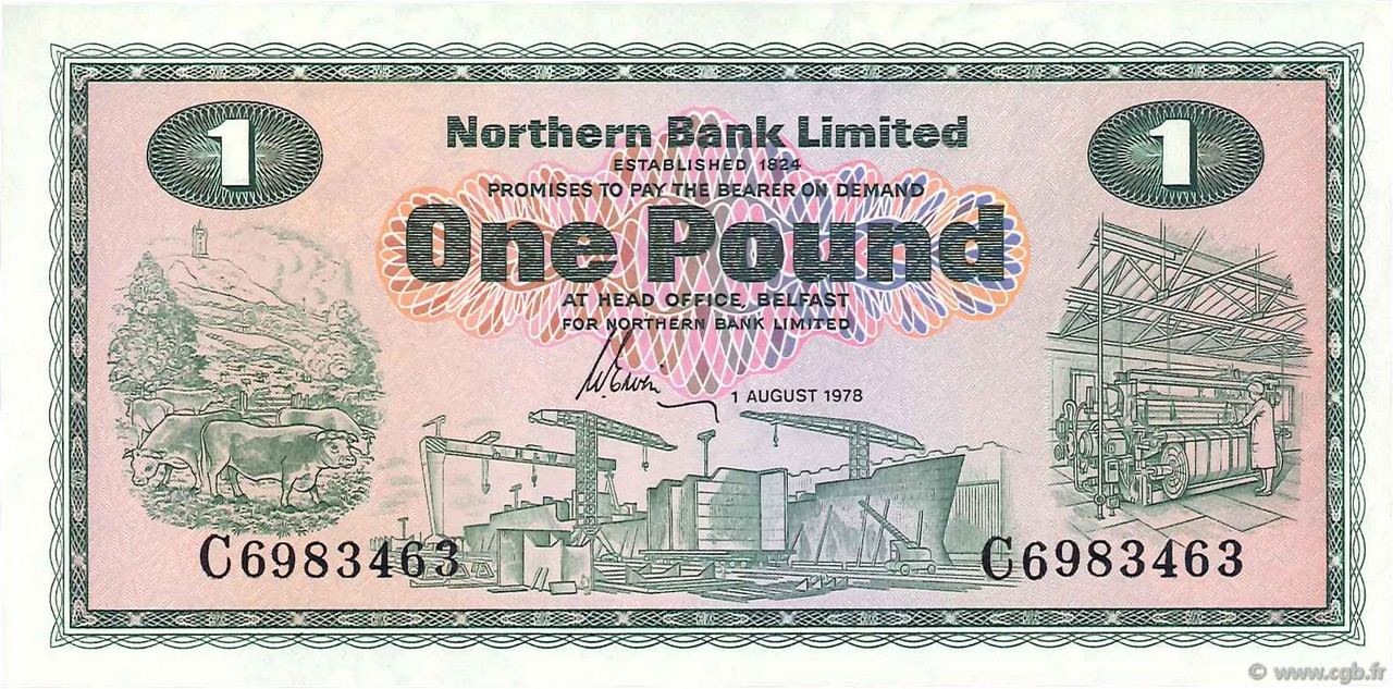 1 Pound NORTHERN IRELAND  1978 P.187c UNC