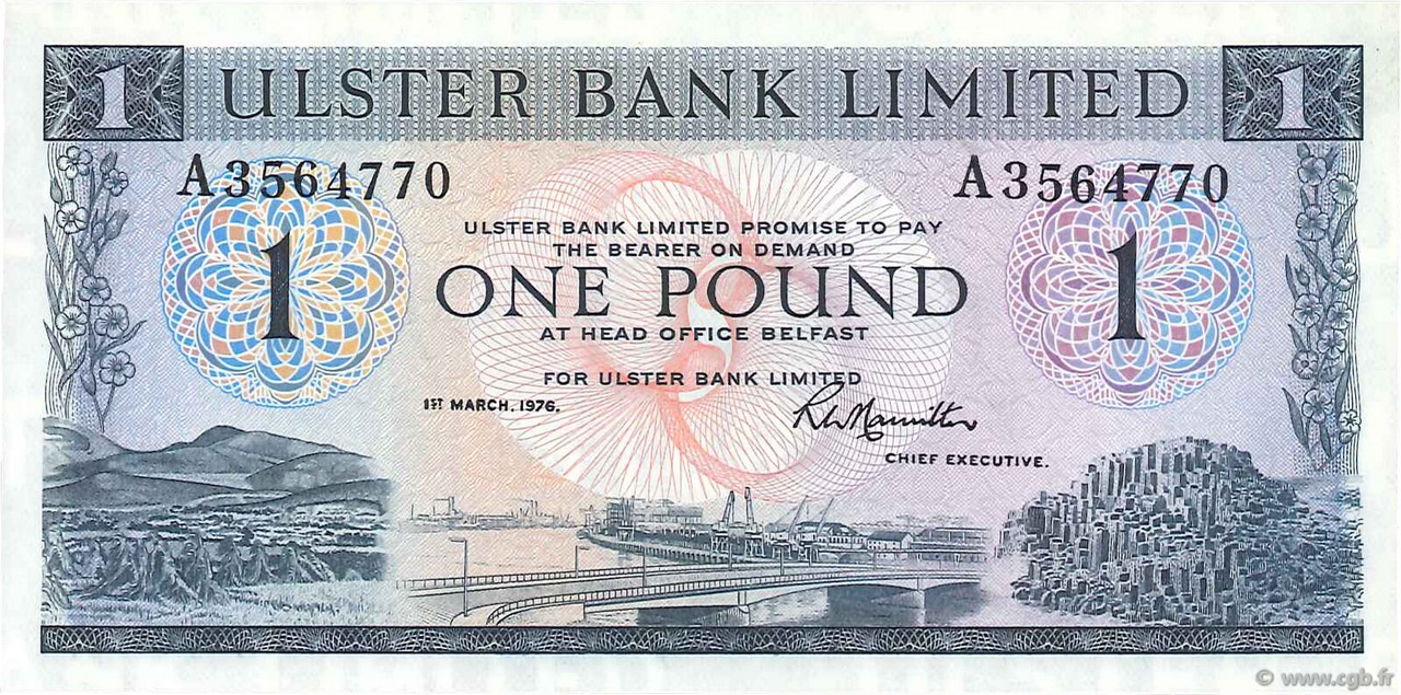 1 Pound NORTHERN IRELAND  1976 P.325b UNC