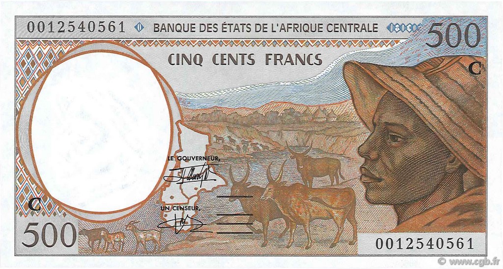 500 Francs STATI DI L  AFRICA CENTRALE  2000 P.101Cg FDC