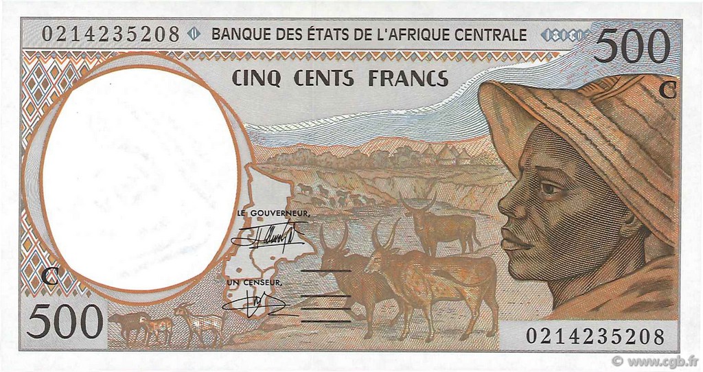 500 Francs STATI DI L  AFRICA CENTRALE  2002 P.101Ch FDC