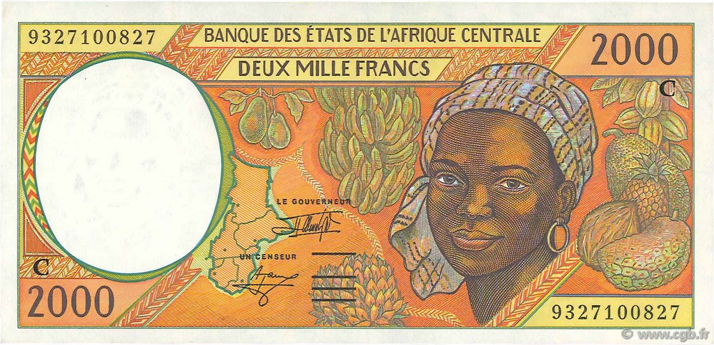 2000 Francs CENTRAL AFRICAN STATES  1993 P.103Ca XF
