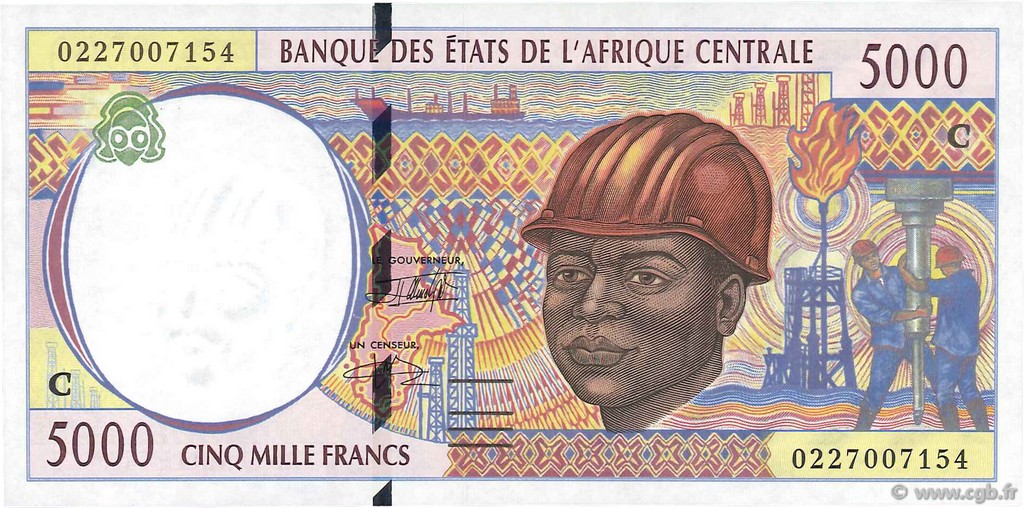 5000 Francs CENTRAL AFRICAN STATES  2002 P.104Cg UNC