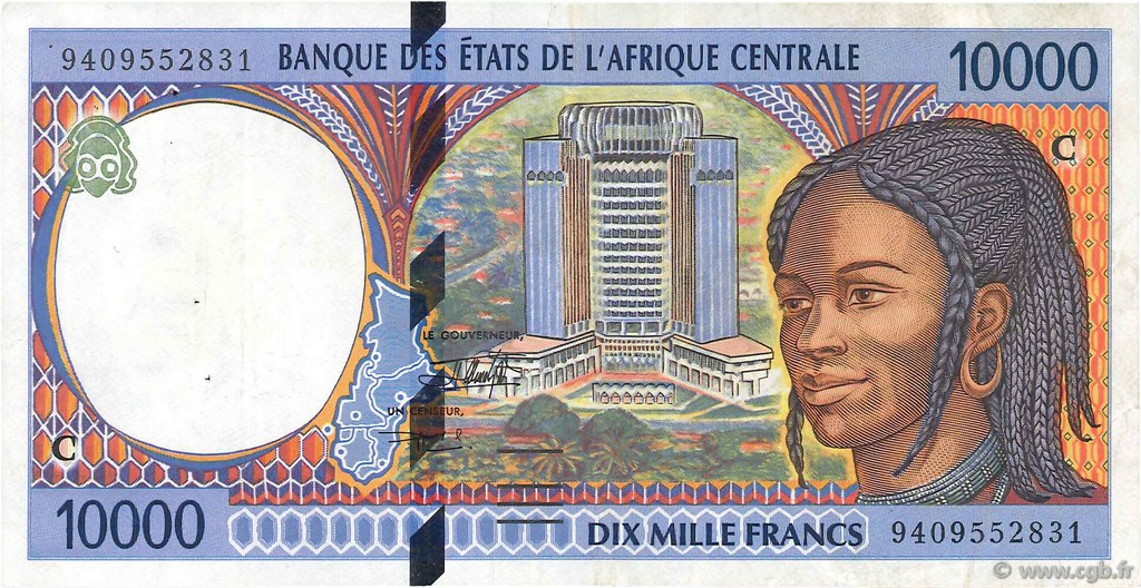 10000 Francs STATI DI L  AFRICA CENTRALE  1994 P.105Ca BB