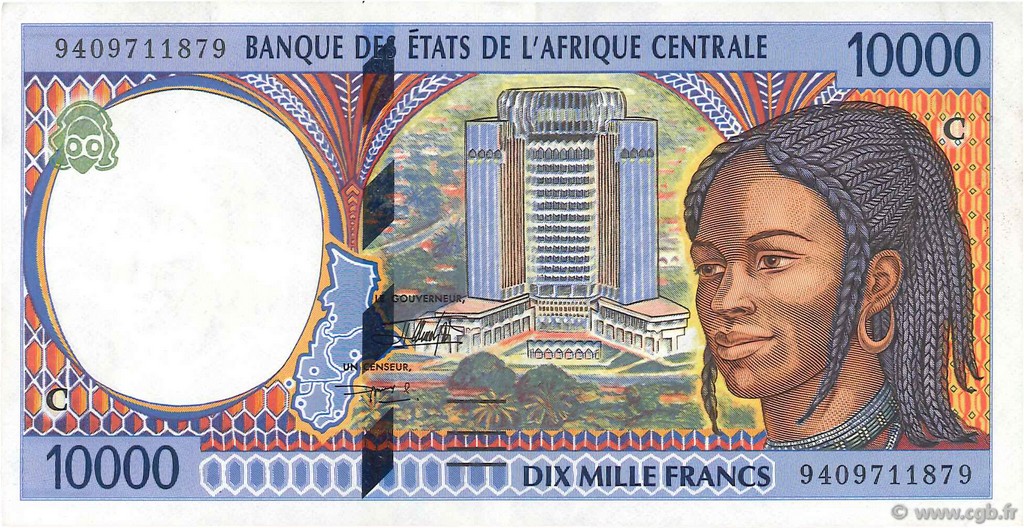 10000 Francs CENTRAL AFRICAN STATES  1994 P.105Ca XF
