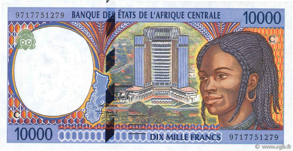 10000 Francs ZENTRALAFRIKANISCHE LÄNDER  1997 P.105Cc fST+