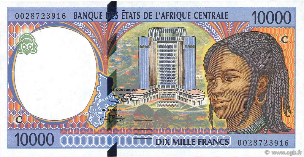 10000 Francs STATI DI L  AFRICA CENTRALE  2000 P.105Cf FDC