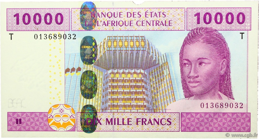 10000 Francs CENTRAL AFRICAN STATES  2002 P.110Ta XF
