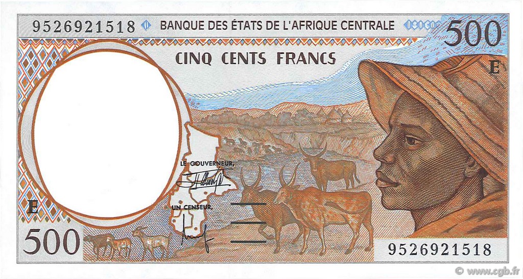 500 Francs CENTRAL AFRICAN STATES  1995 P.201Ec AU