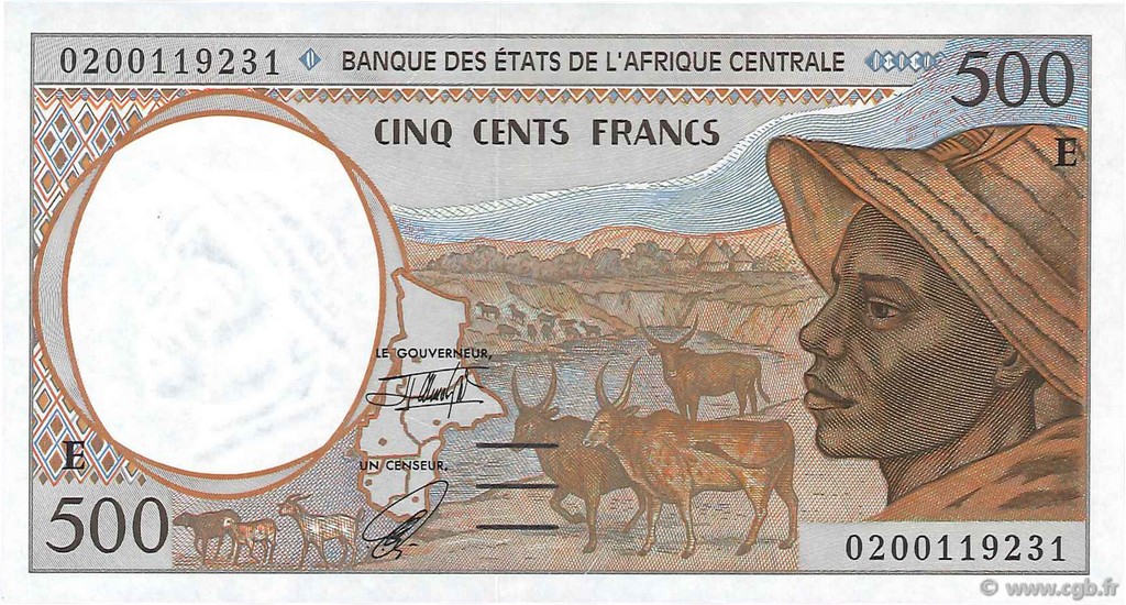 500 Francs STATI DI L  AFRICA CENTRALE  2002 P.201Eh FDC
