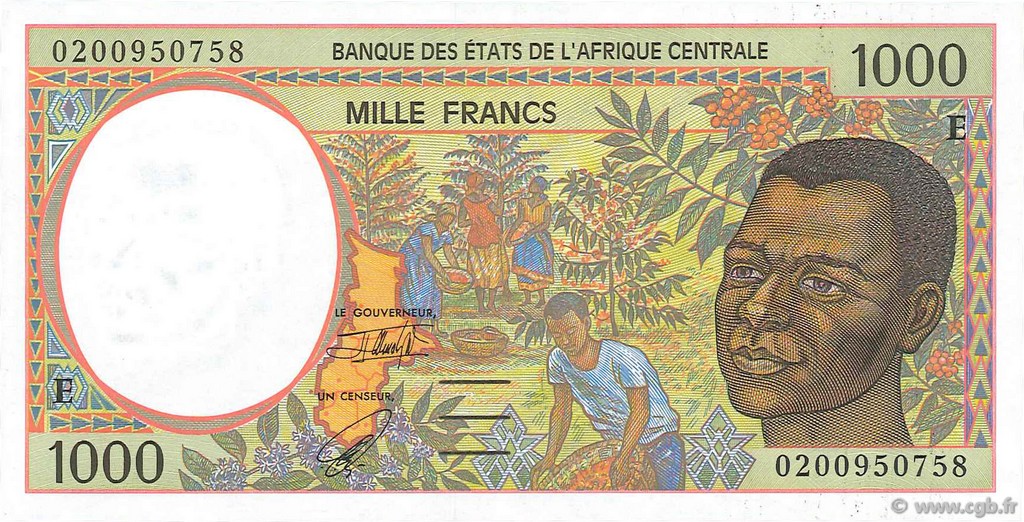 1000 Francs ZENTRALAFRIKANISCHE LÄNDER  2002 P.202Eh ST