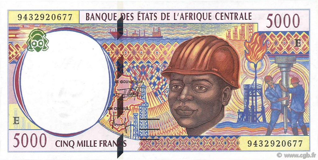 5000 Francs ZENTRALAFRIKANISCHE LÄNDER  1994 P.204Ea ST