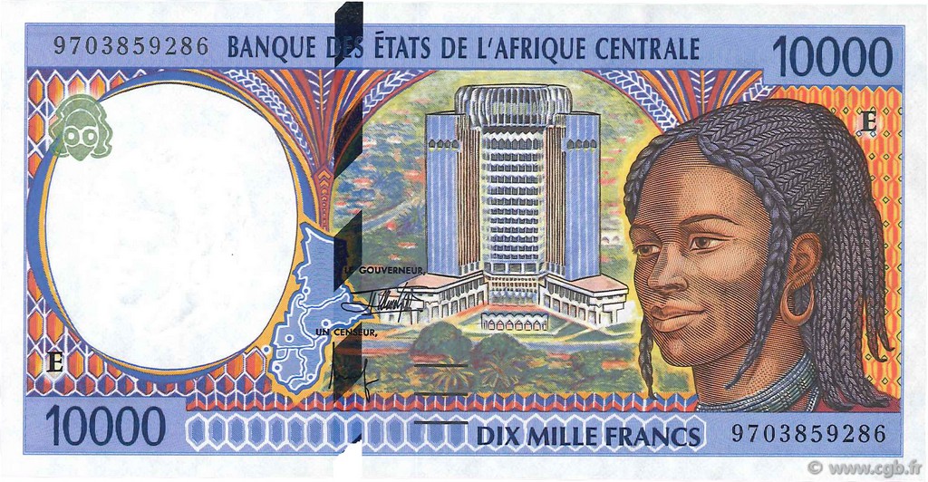 10000 Francs STATI DI L  AFRICA CENTRALE  1997 P.205Ec q.FDC