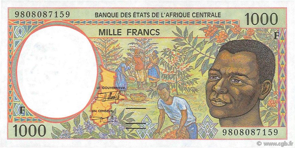 1000 Francs CENTRAL AFRICAN STATES  1998 P.302Fe UNC