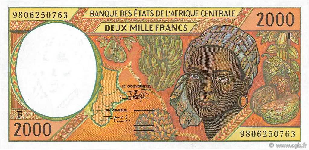 2000 Francs CENTRAL AFRICAN STATES  1998 P.303Fe UNC-