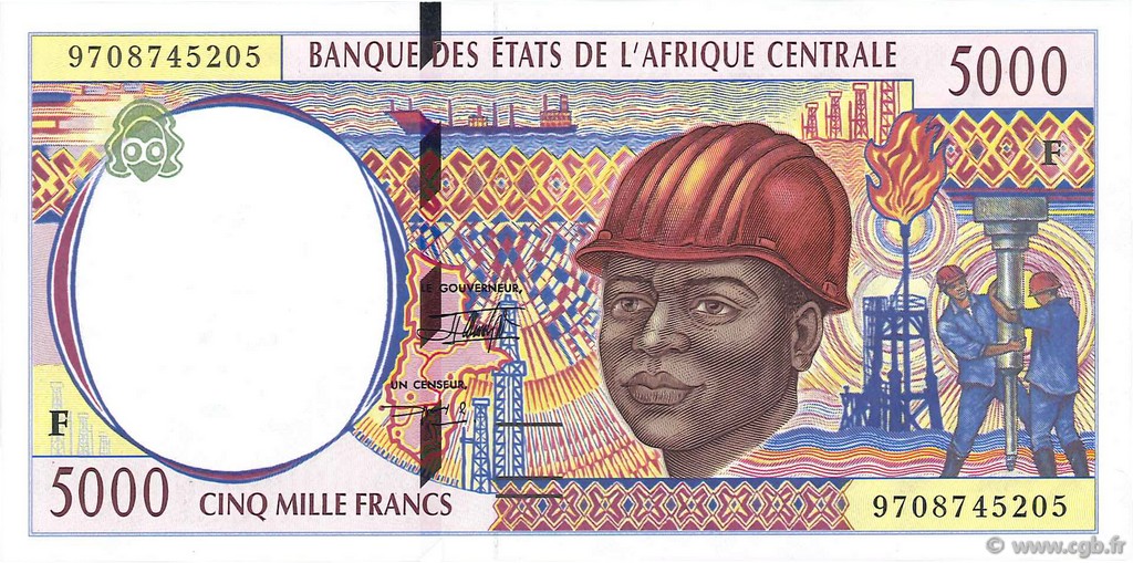 5000 Francs CENTRAL AFRICAN STATES  1997 P.304Fc UNC-