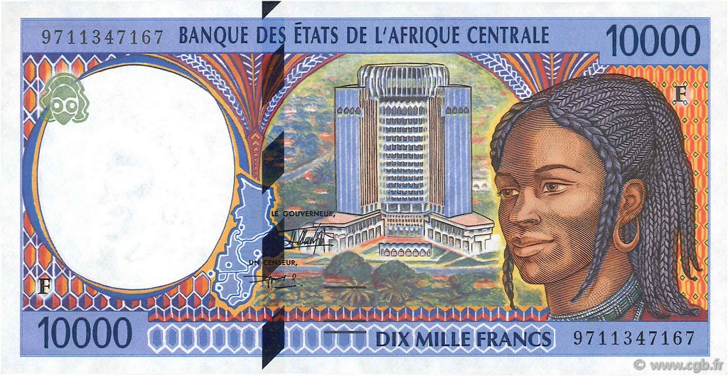 10000 Francs STATI DI L  AFRICA CENTRALE  1997 P.305Fc SPL+