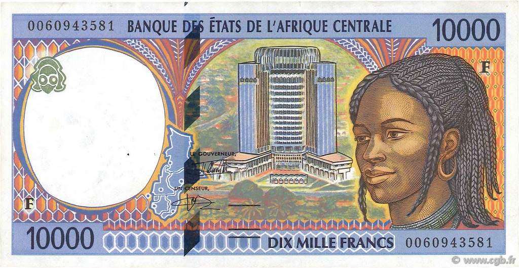 10000 Francs STATI DI L  AFRICA CENTRALE  2000 P.305Ff BB