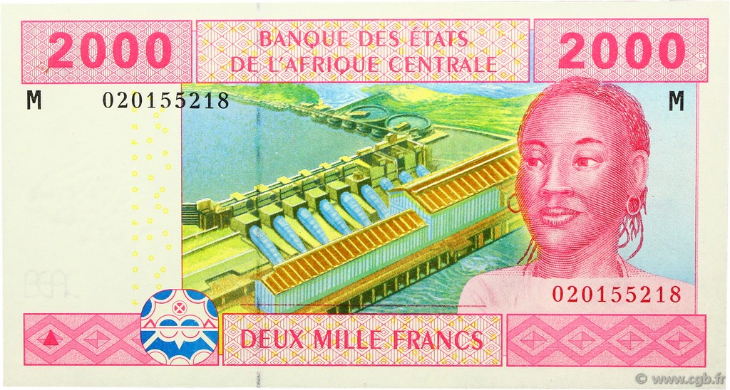 2000 Francs STATI DI L  AFRICA CENTRALE  2002 P.308M FDC