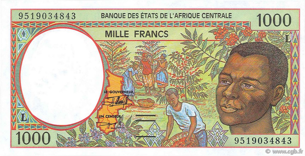 1000 Francs STATI DI L  AFRICA CENTRALE  1995 P.402Lc FDC