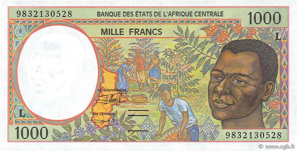1000 Francs STATI DI L  AFRICA CENTRALE  1998 P.402Le FDC