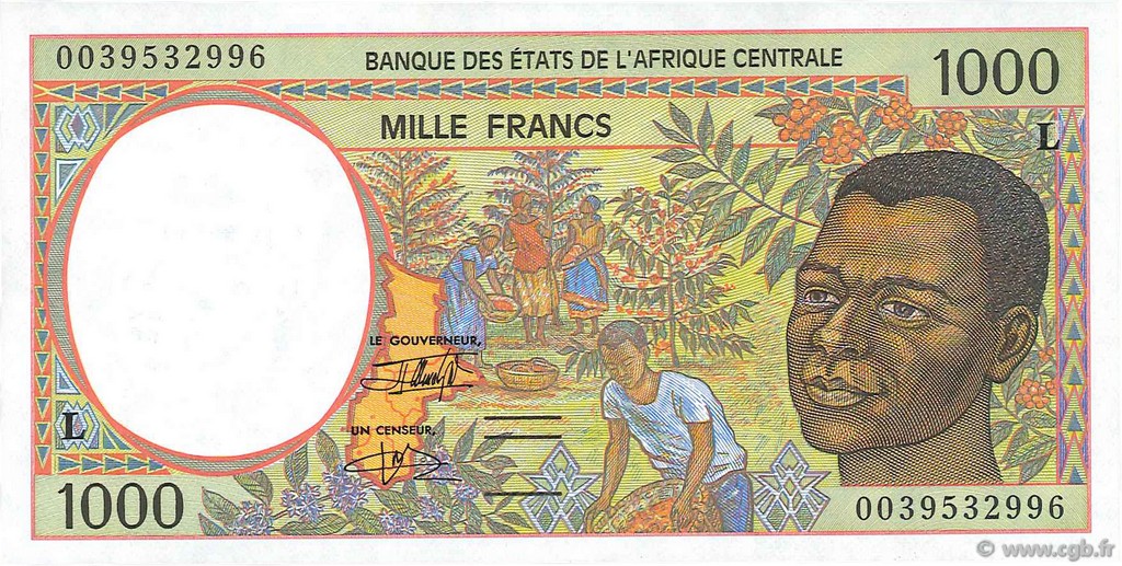 1000 Francs STATI DI L  AFRICA CENTRALE  2000 P.402Lg q.FDC