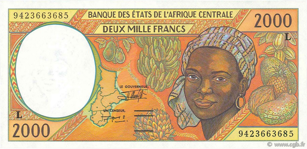 2000 Francs STATI DI L  AFRICA CENTRALE  1994 P.403Lb FDC