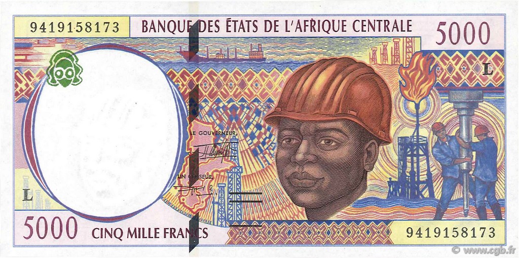 5000 Francs STATI DI L  AFRICA CENTRALE  1994 P.404La FDC