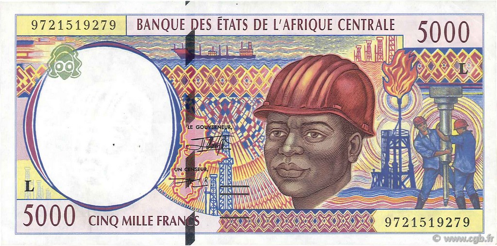 5000 Francs CENTRAL AFRICAN STATES  1997 P.404Lc VF+