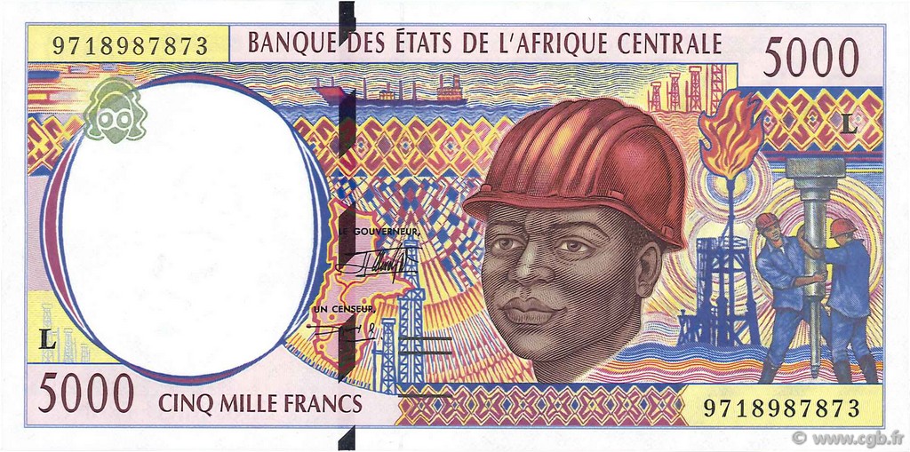 5000 Francs STATI DI L  AFRICA CENTRALE  1997 P.404Lc FDC